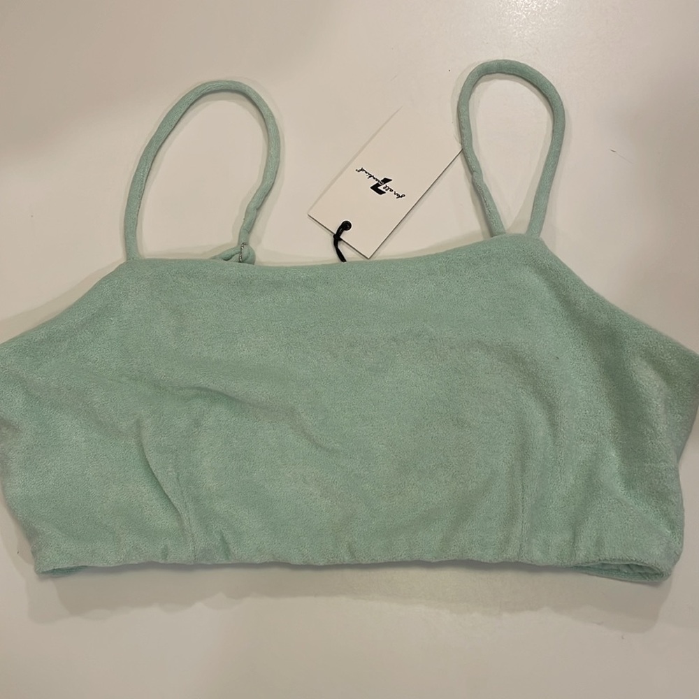 NWT 7 For All Mankind 3-Piece Set Terry Cloth Short Set in size M in mint green - Picture 2 of 8